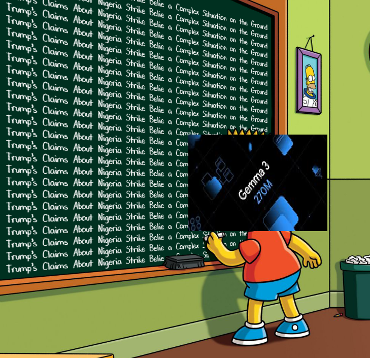 photo of Gemma3 writing the string down over and over